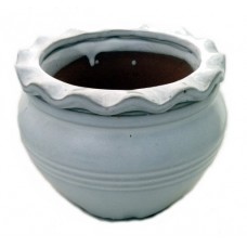 Round Pie Rim Self Watering Ceramic Pot - White - 9" x 6 1/4" + Felt Feet   